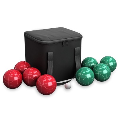 Bocce Ball Set Outdoor Family Bocce Game for Backyard, Lawn, Beach & More 4 Red & 4 Green Balls, Pallino & Carrying Case