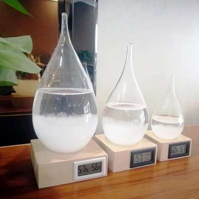 Best selling products 2020 in USA amazon Wholesale Water Drop Weather Droplet Predicting Original Storm Glass With wood Base